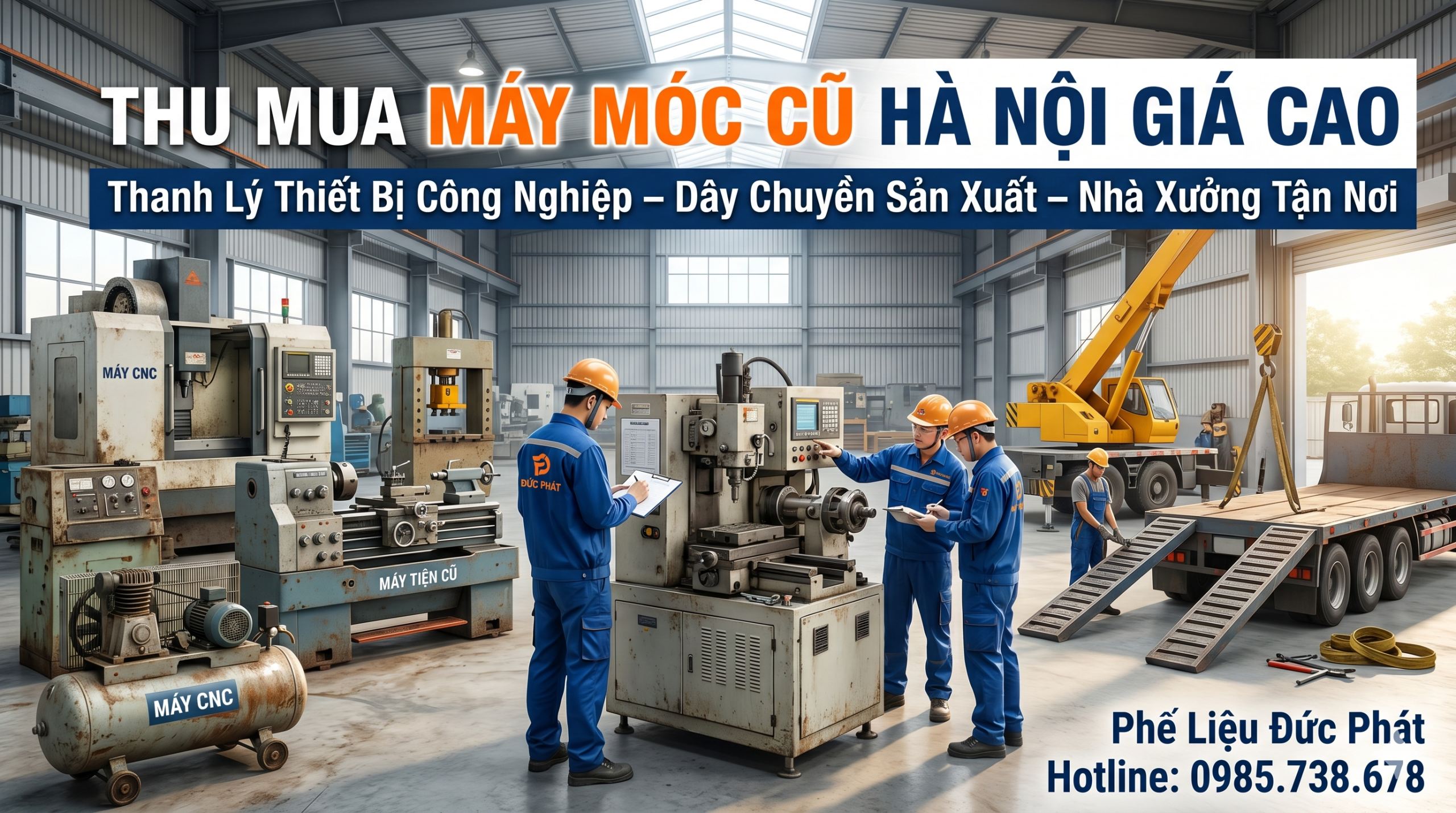 Dịch vụ thu mua máy móc cũ Hà Nội giá cao, thanh lý thiết bị công nghiệp tận nơi
