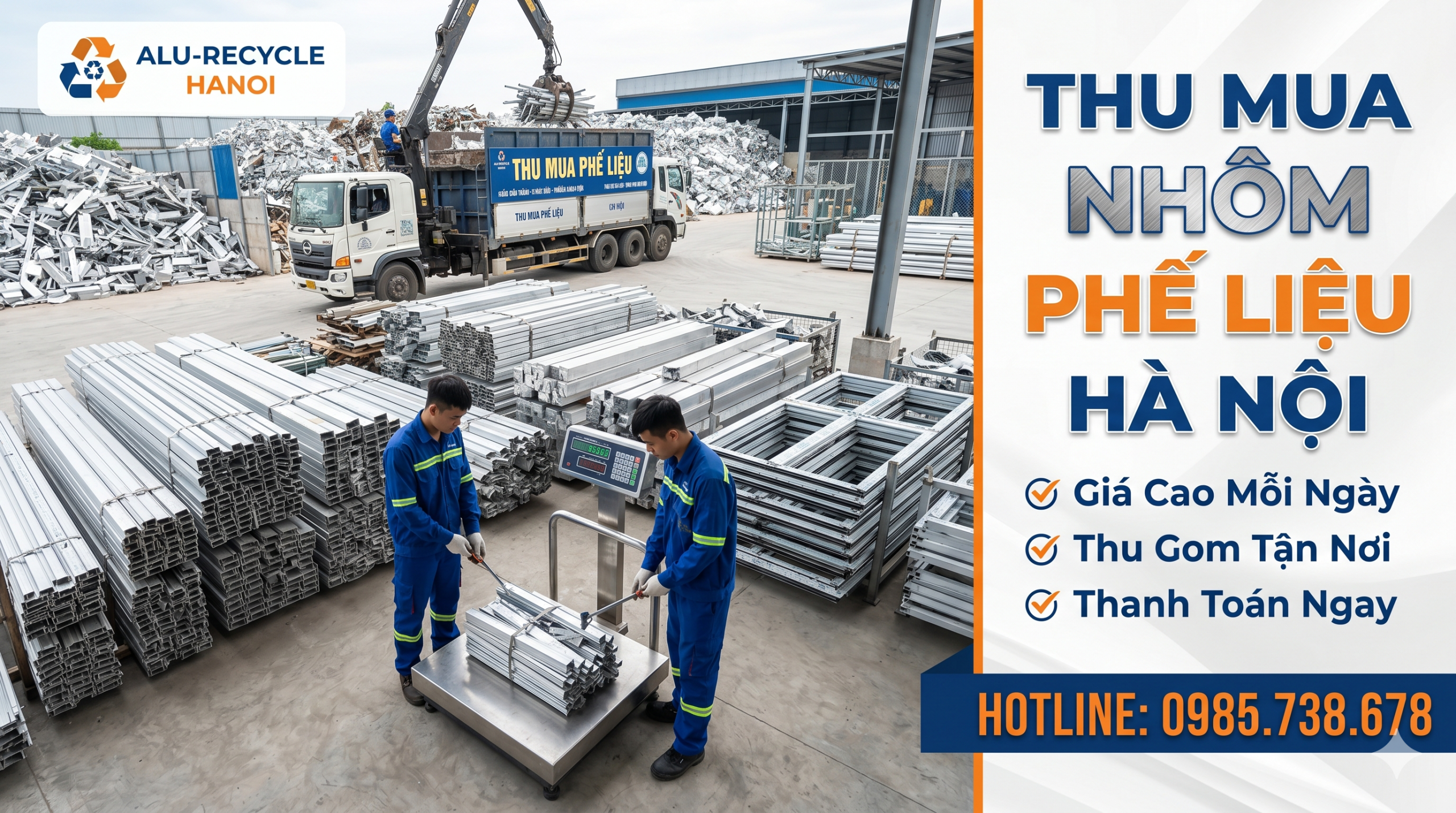 Thu mua nhôm phế liệu Hà Nội giá cao với dịch vụ thu gom tận nơi của Phế Liệu Đức Phát